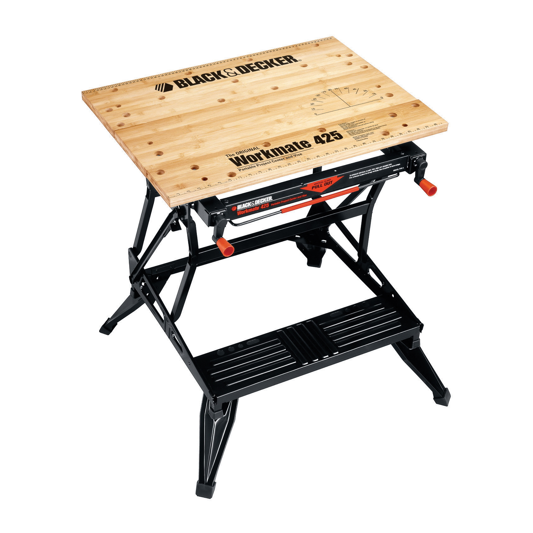 Black+Decker Workmate WM425 Heavy Duty Portable Project Center and Vise, 8.9 in W x 29-1/5 in D x 29-1/2 in H, 550 lb Load, Black