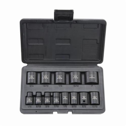 Blackhawk by Proto U-1513S Impact Socket Set, ASME B107.110:2012, 6 Points, 3/8 in Drive, 13 Pieces, Included Socket Size: 1/4 to 1 in, Blow Mold Case Container