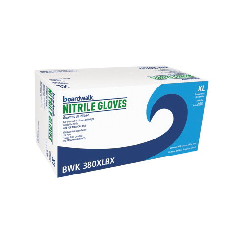 Boardwalk BWK380XLBX General Purpose Latex Free Disposable Gloves, XL, Nitrile, Blue, 18 in L, Non-Powdered, 4 mil THK, Ambidextrous Hand