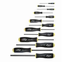 Bondhus 10637 Ball End Standard Length Screwdriver Set, 13 Pieces, Steel/Thermoplastic/Soft Rubber Coated, ProGuard