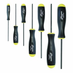 Bondhus 10645 Ball End Standard Length Screwdriver Set, 7 Pieces, Steel/Thermoplastic/Soft Rubber Coated, ProGuard