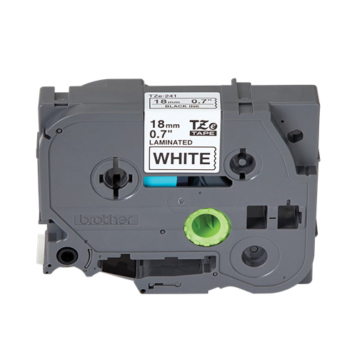 brother TZE241 Laminated Label Tape, 26.2 ft L x 0.7 in W, Black/White