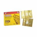 C.H.Hanson 10026 33-Piece Interlocking Reusable Single Letter Stencil Set, 1/2 in H x 1/2 in W Character, Gold, 28 ga Brass
