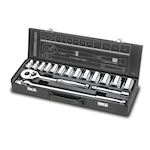 Channellock 32161 Ratcheting Socket Set, 1/2 in Drive, 16 Pieces, Vanadium Steel, Polished Chrome/Nickel