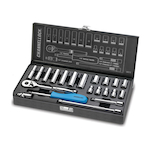 Channellock 34212 Ratcheting Socket Set, 1/4 in Drive, 21 Pieces, Vanadium Steel, Polished Chrome/Nickel