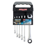Channellock 38036 Uni-Fit Ratcheting Combination Wrench Set, Rounded Hex Head, 6 Pieces