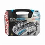 Channellock 39100 Uni-Fit Socket Set, ASME B107, 12 Points, 3/8 in Drive, 16 Pieces