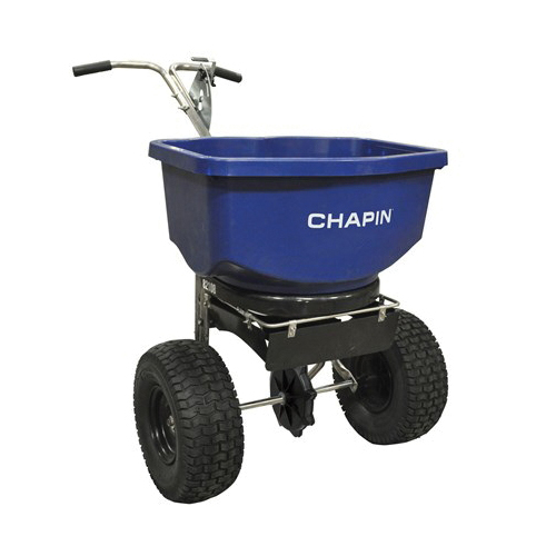 Chapin 82108B Professional Salt and Ice Melt Spreader, 100 lb, Broadcast Drop, 14 in Spread, T-Handle with Rubber Grip Handle
