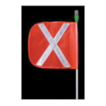 CHECKERS AP512OW8PT All Purpose Warning Whip With 3M Scotchlite White Reflective X, 11 in W x 12 in H Flag, 5 ft OAH, Fluorescent Nylon Mesh Flag/Fiberglass Resin Whip, Orange