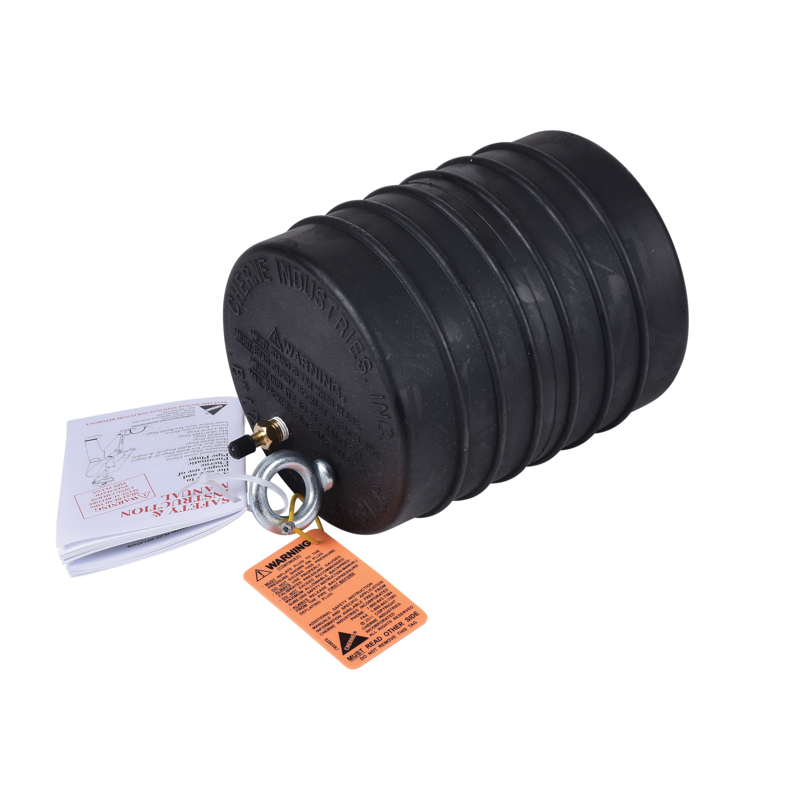 Cherne 041386 Pneumatic Pipe Plug, 8 in Pipe, 17 psi Working, Natural Rubber, Domestic