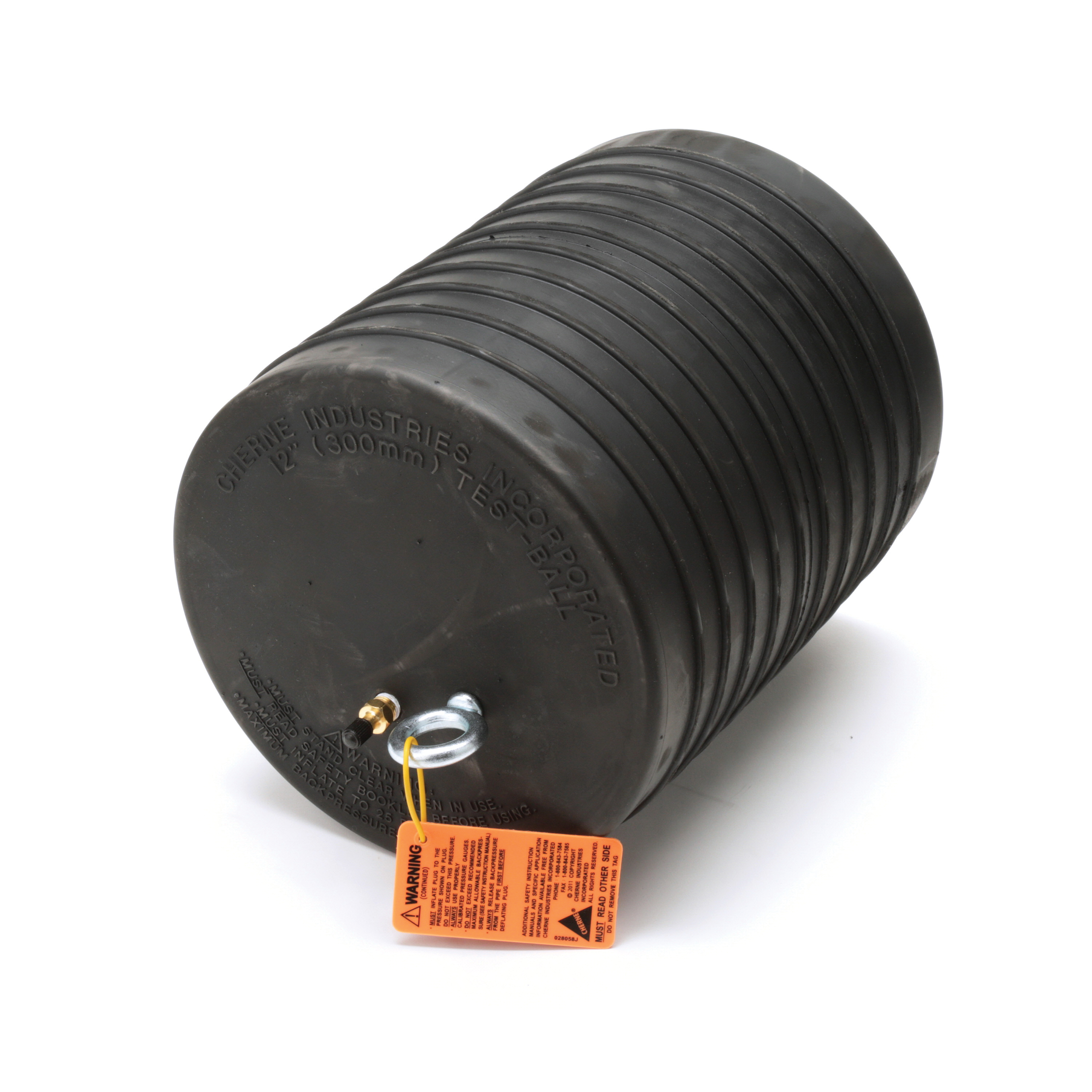 Cherne 041408 Pneumatic Pipe Plug, 12 in Pipe, 17 psi Working, Natural Rubber, Domestic