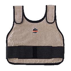Chill-Its 12002 6235 Standard Phase Change Cooling Vest, S/M, Khaki, Modacrylic Cotton, Hook and Loop Closure
