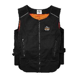 Chill-Its 12135 6260 Lightweight Phase Change Cooling Vest With Cooling Pack, L/XL, Black, Polyester Cotton, Freeze, Refrigerate and Air Supply Cooling, Zipper Closure, 2 Pockets