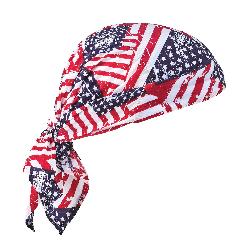 Chill-Its 12323 6710 Evaporative Cooling Triangle Hat, Stars and Stripe, Modacrylic Cotton Blend, Tie Closure