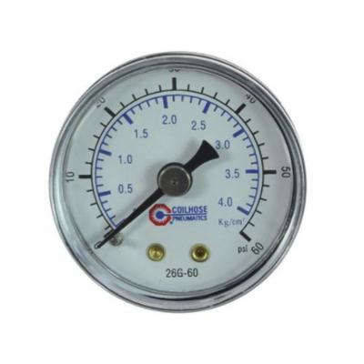 Coilhose 26G-60 Analog Dry Round Pressure Gauge, 0 to 60 psi Pressure, 1/8 in Connection, 1-1/2 in Dia Dial, +/- 3-2-3 % Accuracy