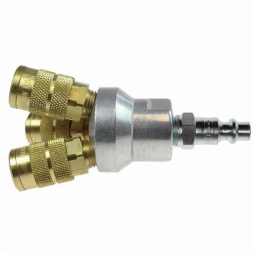 Coilhose 3002-15X Tri-Pod Manifold, 3 1/4 in FPT Outlets x 1 1/4 in FPT Inlets, Aluminum/Brass, Domestic