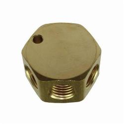 Coilhose 3132-DL Flat Hex Manifold, 3 1/4 in FPT Outlets x 1 3/8 in FPT Inlets, Aluminum/Brass, Import