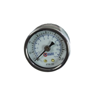 Coilhose 8700-160 Analog Dry Round Pressure Gauge, 0 to 160 psi Pressure, 1/8 in NPT Connection, 1-1/2 in Dia Dial, +/- 3-2-3 % Accuracy