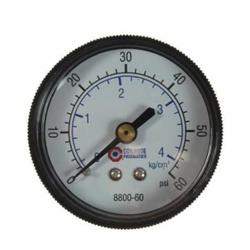 Coilhose 8800-60 Analog Dry Round Pressure Gauge, 0 to 60 psi Pressure, 1/4 in NPT Connection, 2 in Dia Dial, +/- 3-2-3 % Accuracy
