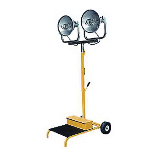 Construction Electrical 5322 Corded Portable Dual Head Cart Light With 800 lb Self Breaking Winch Driven Mast, 2000 W Lamp, 120 VAC, 3 Heads