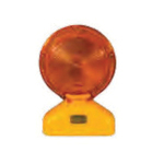 Cortina 03-10-WAYDC Sundowner Barricade Light, Yellow Case/Amber Lens, 7 in Dia Head, Polyethylene Housing, Fresnel Glass Lens, 4 D-Cell Battery