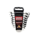 Cougar Pro M8MRCW Reversible Ratcheting Combination Wrench Set, 8 Pieces, 8 to 19 mm, Polished Chrome/Mirror Polished