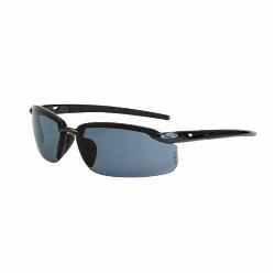 CrossFire 2961 Premium Ultra Lightweight Safety Eyewear, Hard Coated, Smoke Lens, Frameless/Wrap Around Frame, Shiny Gray, Plastic Frame, Polycarbonate Lens, ANSI Z87.1+