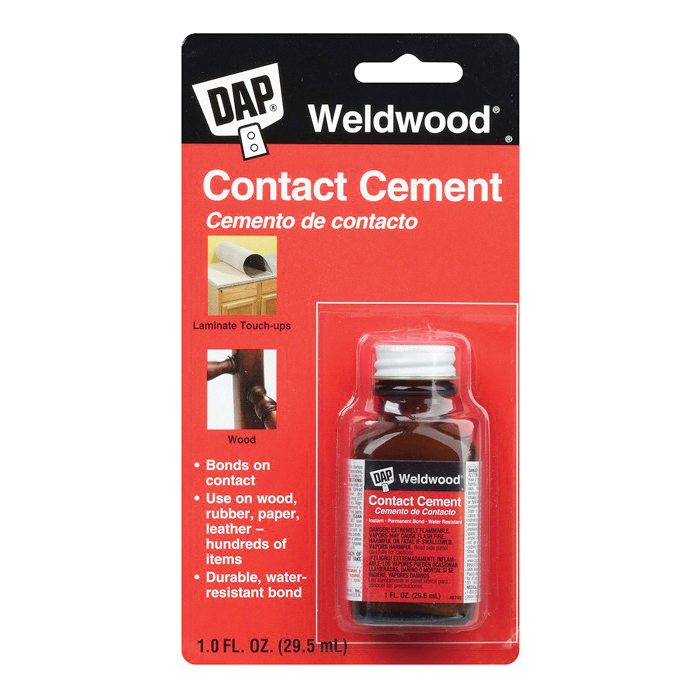 DAP 107 WELDWOOD Contact Cement, 3 fl-oz Bottle, Thick Liquid Form, Tan, 0.85
