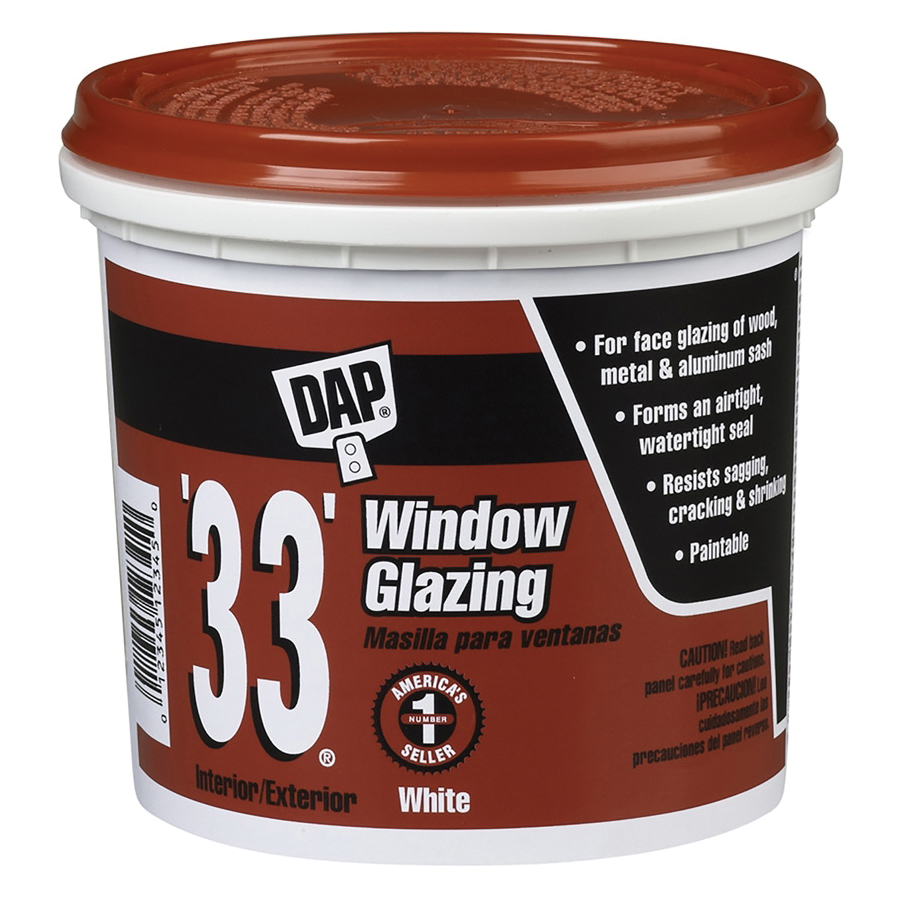 DAP 12121 33 Window Glazing, 1 pt Tub, White to Off-White