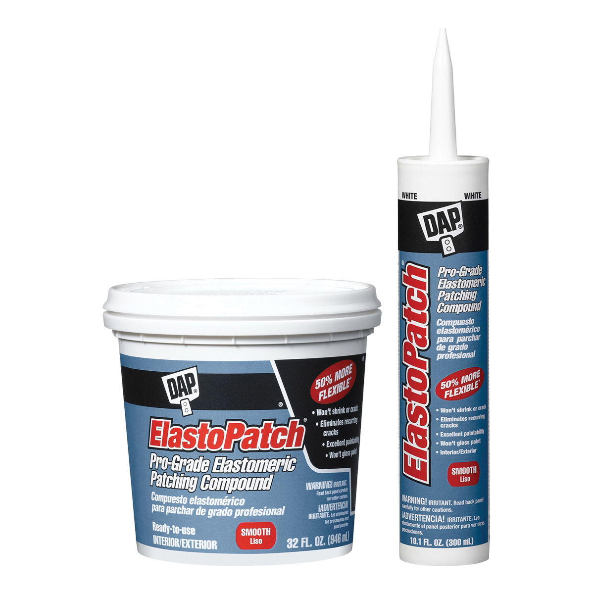 DAP 12276 ElastoPatch Smooth Flexible Patching Compound, 10.1 fl-oz Cartridge, White to Off-White