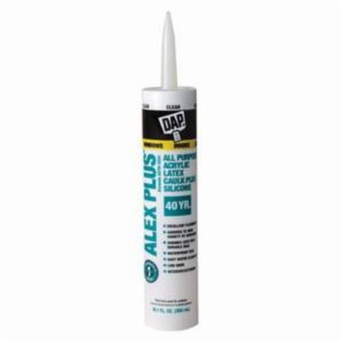 DAP Alex Plus 18072 All Purpose Acrylic Latex Caulk, 10.1 fl-oz Cartridge, Clear, Siliconized Acrylic Polymer Base