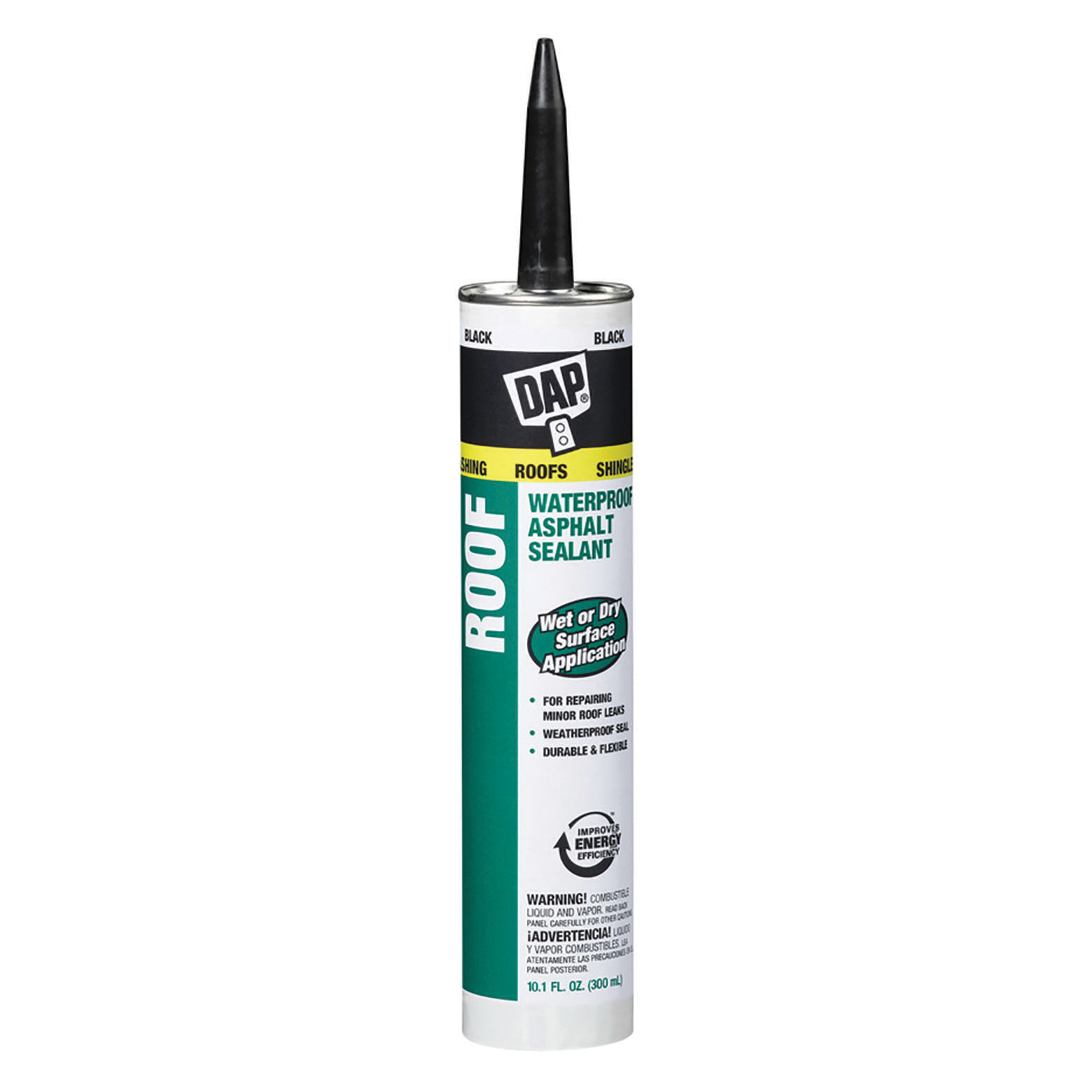 DAP 18268 High Performance Waterproof Filler and Sealant, 10.1 fl-oz Cartridge, Black, Asphalt Base
