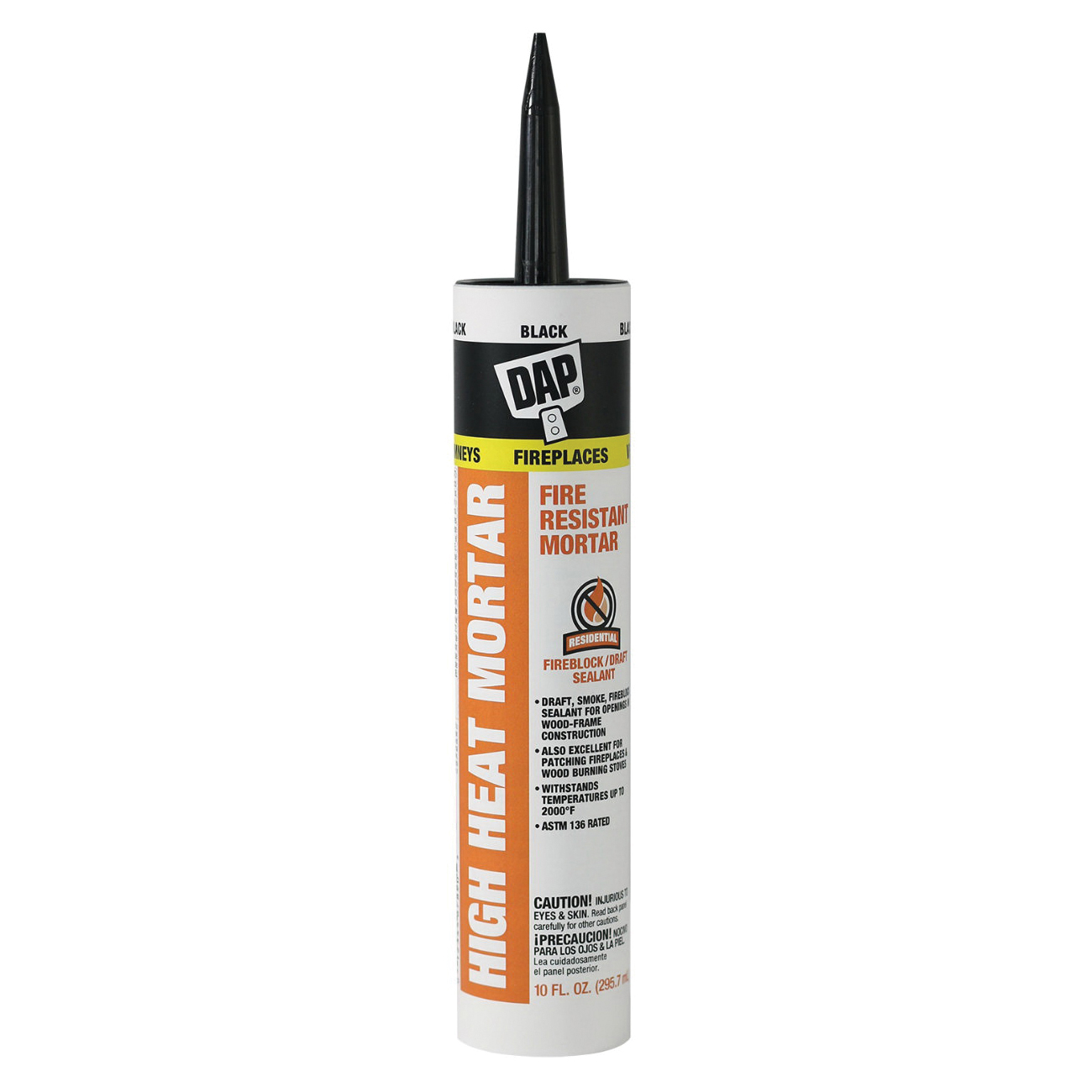 DAP 18854 High Heat Mortar, 10 oz Cartridge, Paste Form, Black