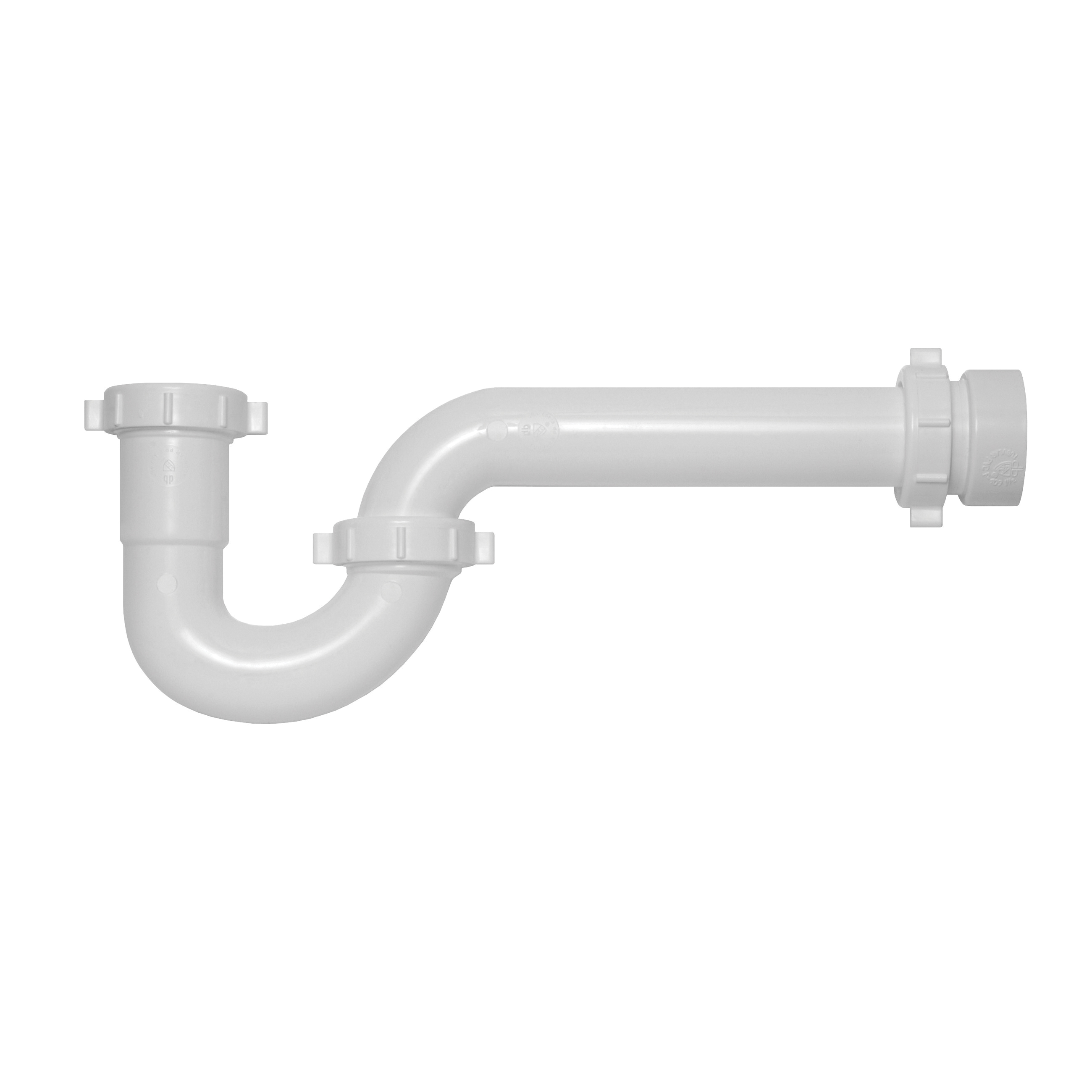 Dearborn P9704 P-Trap, 1-1/2 in Nominal, White, Polypropylene, Ground Joint Connection, Import