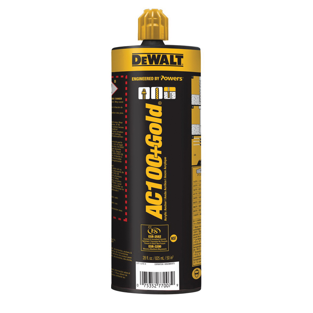 DeWALT The AC100+ Gold 8478SD-PWR Quik-Shot Adhesive Anchoring System, 9.5 fl-oz Cartridge