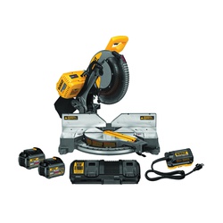 DeWALT 120V MAX* FLEXVOLT DHS716AT2 Cordless Double Bevel Compound Miter Saw, 12 in Dia Blade, 5/8, 1 in Arbor/Shank, 10 in Cutting, 45 deg Miter, 0 to 48 deg Bevel