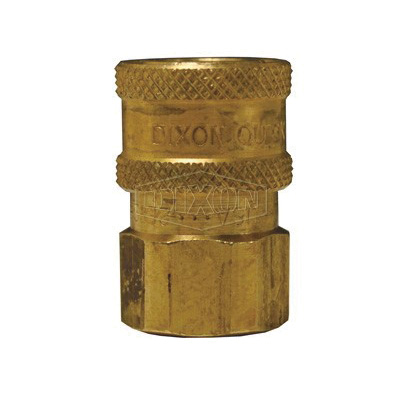 Dixon 2EF2-B Straight Through Interchange Quick Connect Coupling, 1/4-18 Nominal, FNPT, Brass, Domestic