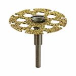 Dremel 543 Cutting/Shaping Wheel, 0.07 in Kerf, 1/8 in Stem, 30000 rpm, 8 Teeth, Tungsten Carbide, Red, Gold