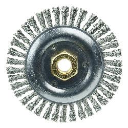 Dually 79812 Root Pass Weld Cleaning Brush, 5 in Dia Brush, 3/16 in W Face, 0.02 in Dia Stringer Bead Knot Filament/Wire, 5/8-11 UNC Arbor Hole