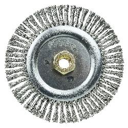 Dually 79815 Root Pass Weld Cleaning Brush, 6 in Dia Brush, 3/16 in W Face, 0.02 in Dia Stringer Bead Knot Filament/Wire, 5/8-11 UNC Arbor Hole
