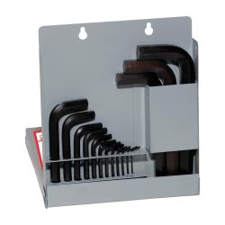Eklind 10115 Hex-L Short Key Set With Metal Box, 15 Pieces, 0.028 to 0.375 in Hex, L-Handle Handle, Alloy Steel, Black Oxide