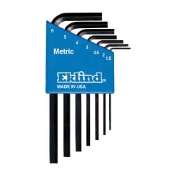 Eklind 10507 Hex-L Short Key Set With Holder, 7 Pieces, 1.5 to 6 mm Hex, Torx Drive, L-Handle Handle, Alloy Steel, Black Oxide