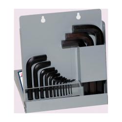 Eklind 10515 Hex-L Short Key Set With Metal Box, 15 Pieces, 0.7 to 17 mm Hex, L-Handle Handle, ANSI B18.3, Alloy Steel, Black Oxide