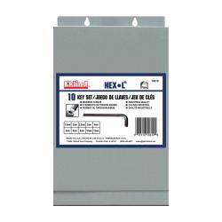 Eklind 10610 Hex-L Long Key Set With Pouch, 10 Pieces, 1.5 to 12 mm Hex, L-Handle Handle, ANSI B18.3, Alloy Steel, Black Oxide