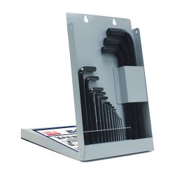 Eklind 10614 Hex-L Long Key Set With Holder, 14 Pieces, 0.9 to 17 mm Hex, L-Handle Handle, ANSI B18.3, Alloy Steel, Black Oxide