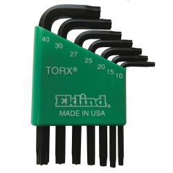 Eklind 10807 Short Key Set With Pouch, 7 Pieces, T10 to T40 Torx, L-Handle Handle, Alloy Steel, Black Oxide