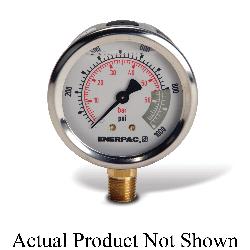Enerpac G2536L Glycerin Filled Lower Mount Hydraulic Pressure Gauge, 15000 psi, 2-1/2 in Dia Gauge, 1/4 in NPTF Connection, +/-1.5 % Accuracy, Copper Alloy