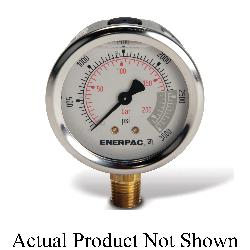 Enerpac G2516SL Glycerin Filled Lower Mount Hydraulic Pressure Gauge, 3000 psi, 2-1/2 in Dia Gauge, 1/4 in NPTF Connection, +/-1.5 % Accuracy, Copper Alloy