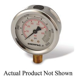 Enerpac G2535SL Glycerin Filled Lower Mount Hydraulic Pressure Gauge, 10000 psi, 2-1/2 in Dia Gauge, 1/4 in NPTF Connection, +/-1.5 % Accuracy, Copper Alloy