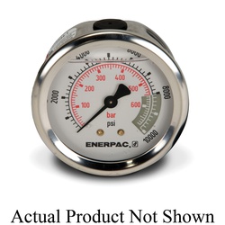 Enerpac G2537R Center Rear Mount Glycerin Filled Hydraulic Pressure Gauge, 10000 psi, 2-1/2 in Dia Gauge, 1/4 in NPTF Connection, +/-1.5 % Accuracy, Copper Alloy